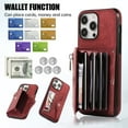 thumbnail image 2 of for iPhone 16 Pro Max Case with Zipper Card Holders and Crossbody Strap & Short Belt for Women, RFID Blocking PU Leather Button Flip Shockproof Wallet Case Cover for iPhone 16 Pro Max - Red, 2 of 10