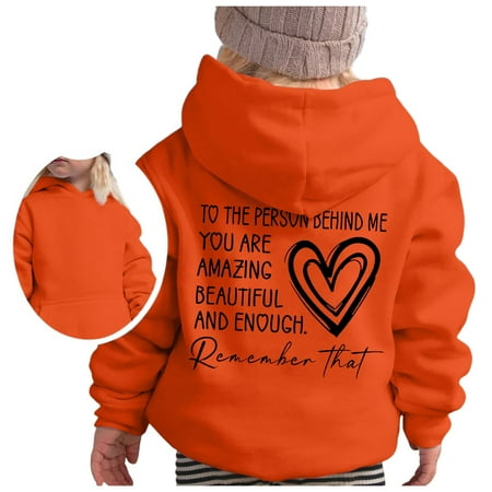 FhsagQ Girls Sweatshirts Size 14-16 Preppy Girl s Hoodie Long Sleeve Soft Sweatshirt Graphic Hoody Kids Cute Pullovers Top Clothes for Girls Girls Sweatshirt Size 5 Orange 9-10 Years