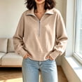 thumbnail image 5 of AloohaidyvioNo Boundaries Womens Half Zip Sweatshirt Soft Fleece Lined Long Sleeve Pullover, Fall Loose Casual Workout Lounge Quarter Zip Tops, 5 of 9
