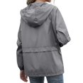 thumbnail image 3 of Women's Waterproof Spring Jacket Zipper Fully Taped Seams Rain Coat Spring Autumn Parka (Dark Gray, 2XL), 3 of 11