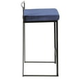 Fuji Contemporary Stackable Counter Stool In Black With Blue Velvet