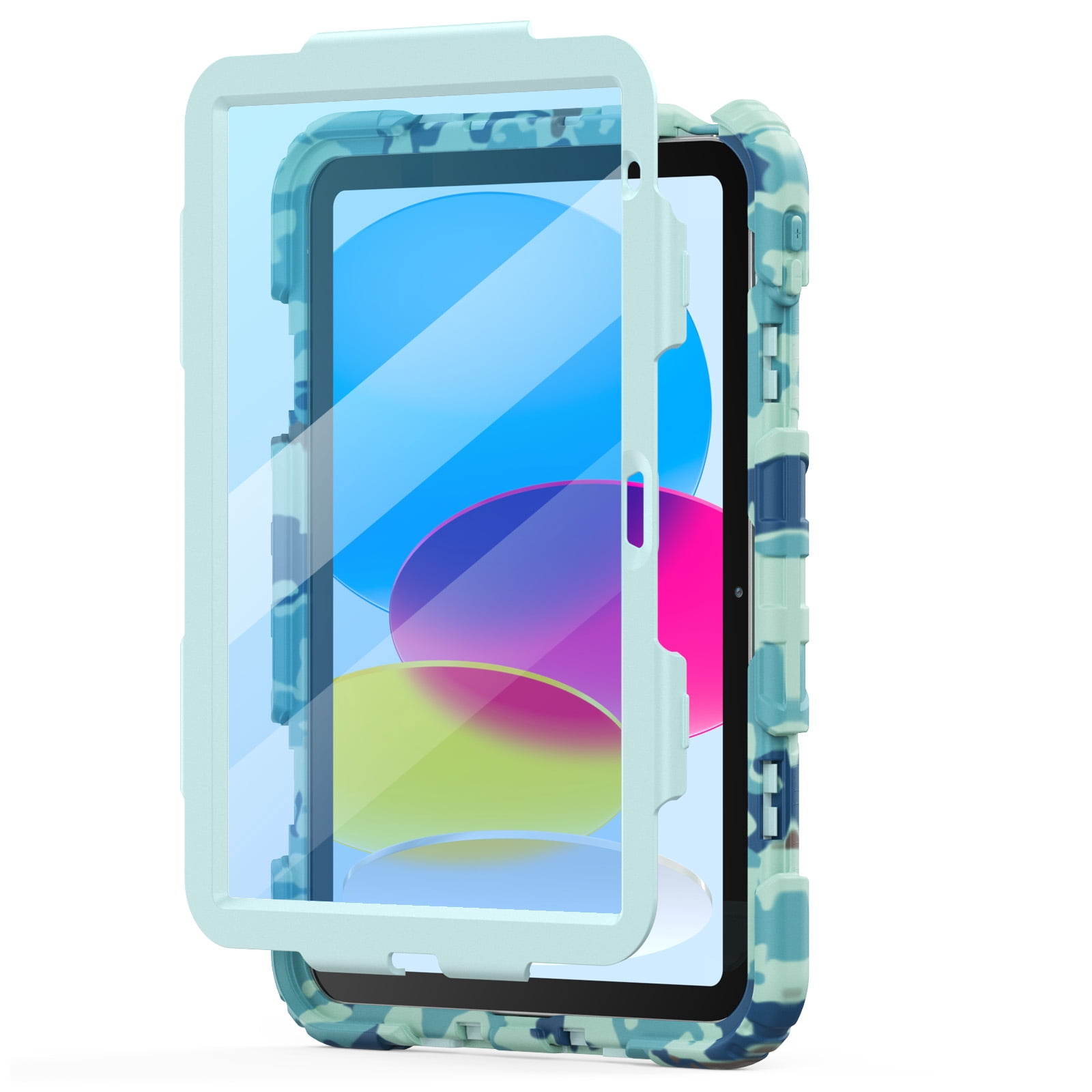 ELEHOLD Rugged Case for iPad 11th(A16) 2025/10th 2022, 360° Rotating Kickstand Hand Shoulder Strap Pencil Holder Built-in Screen Protector Full-Body Shockproof Protective Cover,Blue