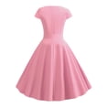thumbnail image 4 of LUXUR Robe Midi Évasée Unie pour Femme Décontractée Vacances Rose TG, 4 of 7