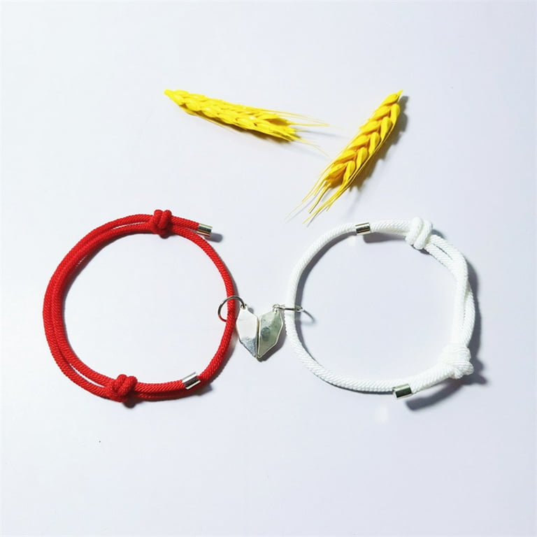 Jiaroswwei 2Pcs Couple Bracelets Magnetic Heart Men Women Bright Luster  Delicate Matching Lover Bracelets Jewelry Gifts 