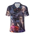 thumbnail image 2 of Daiia Astronaut In Cosmic Garden Pattern Men’s Polo Shirts,Solid Deck Shirt,Classic Fit, Breathable Cotton Polo for Casual and Sport Wear-XX-Large, 2 of 7