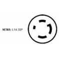 thumbnail image 3 of Tapón de bloqueo Leviton 2711 30A 125/250V NEMA L14-30P negro-blanco, 3 of 5