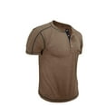 thumbnail image 5 of YLSDY Mens Henley Shirts Short Sleeve Casual Button T-Shirts Basic Tee Shirts Summer Vintage T Shirts with Pocket Khaki L, 5 of 5