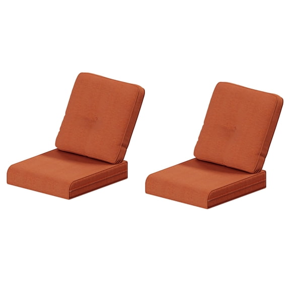 4 Inch Outdoor Cushions, Suitable for Patio Furniture, Water-Resistant & Fade-Resistant, 2 Sets, Orange