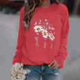 thumbnail image 2 of WZXFASHION Haut Ample pour Femmes Automne et Hiver Manches Longues Col Rond Imprimé Chandail Décontracté 50 % de Réduction Liquidation sous-Vêtements Thermiques Haut, 2 of 4