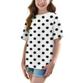 thumbnail image 4 of WQQZJJ Summer T-shirt for Girls, Polka Dot Printed Fashion Tops Casual Crew Neck Short Sleeve Shirt Home Loose Clothing, 4 of 7