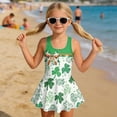 thumbnail image 3 of Uourmeti Girls' One Piece Skirted Swimsuit | Patterned Shamrock Print | Quick Dry Stretch Swim Dress for Beach & Pool Vacations, 3 of 8