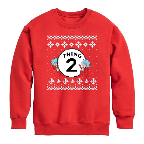 Dr. Seuss - Thing Two Sweater - Youth Crew Fleece Sweatshirt