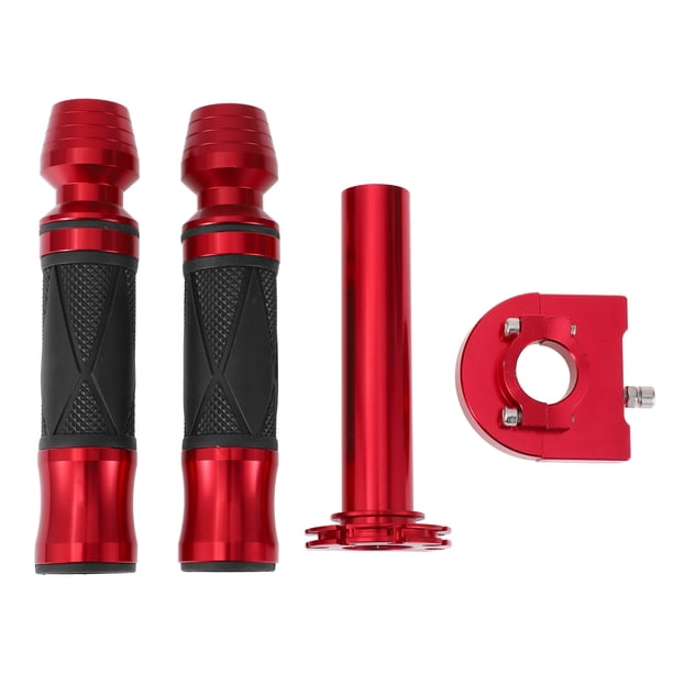 Kit de cubiertas de empuñaduras de motocicleta de 7/8" 22mm 15/16" 24mm, empuñaduras de manillar de aleación de aluminio y goma, rojo, 1 juego, patrón de diamante y patrón de copa de vino lateral