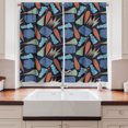 thumbnail image 2 of Ambesonne Abstract Kitchen Curtains, Comic Style Quirky Shapes, 55"x45", Blue Violet Vermilion, 2 of 3