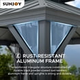thumbnail image 4 of Sunjoy Hardtop Gazebo 10 x 12 ft. with Solar Panel Outdoor Patio Aluminum Frame Gazebo , 2-Tier Steel Hardtop Backyard Gazebo with Netting and Ceiling Hook, Black, 4 of 10