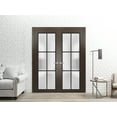 thumbnail image 3 of Solid French Double Doors 72 x 80 inches | Planum 2122 Chocolate Ash Frosted Glass | Wood Solid Panel Frame Trims | Closet Bedroom Sturdy Doors, 3 of 5