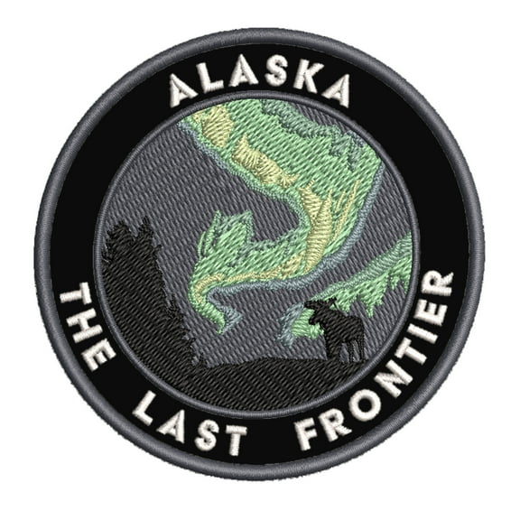 Alaska, The Last Frontier 3.5 Inch Iron Or Sew On Embroidered Fabric Badge Patch Seek Adventure, National Park Iconic Series