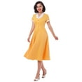 thumbnail image 5 of IBTOM CASTLE Women's Vintage Dress Plaid Floral Cocktail Party Swing Dresses 1950s Retro Gown Wedding Formal A-line Midi Dresses S Yellow Pocket, 5 of 8