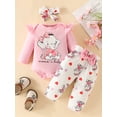 thumbnail image 3 of HWJAD Newborn Infant Baby Girl Clothes Outfits Cartoons Elephant Print Romper Floral Pants with Headband Fall Winter Clothing Set, 3 of 10