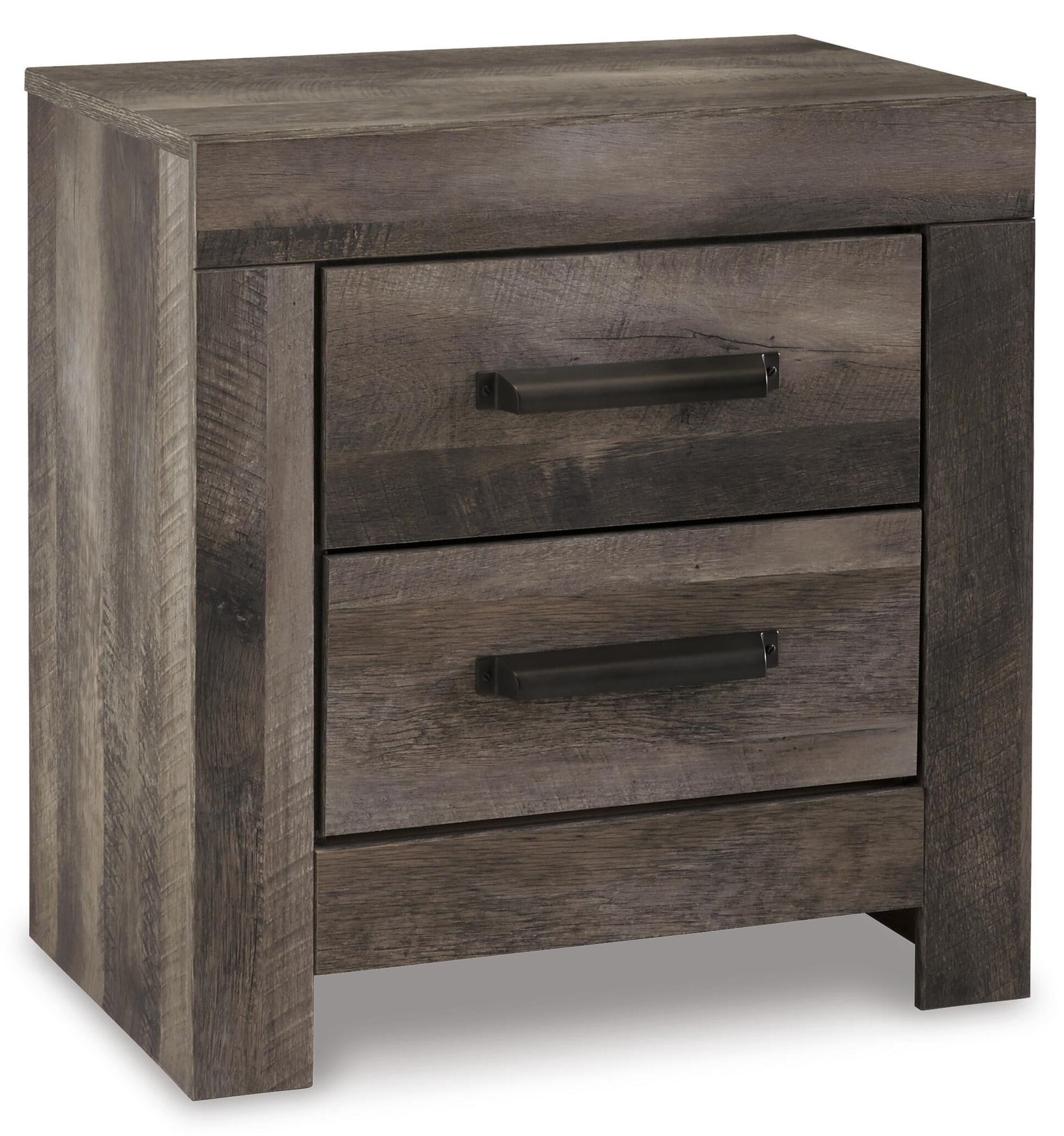 Signature Design by Ashley Wynnlow 2-Drawer Nightstand, Gray, Rustic Bedside Table with USB Charging Ports