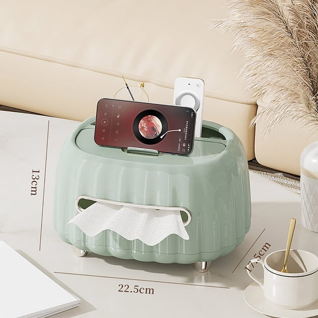 pstuiky Tissue Box Holder Plastic Drawer Design for Remote Control & Small Item Storage Large Capacity Organizer for Living Room, Office Desk, or Dining Area