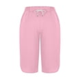 thumbnail image 4 of VV AVEORS Capri Pants For Women Split Side High Waist Casual Athletic Knee Length Summer Pants Casual Sweatpants With Pockets Pink L, 4 of 7