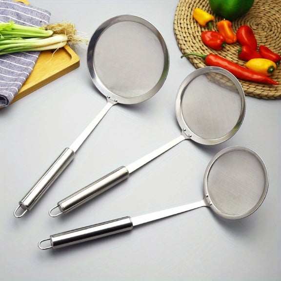 Hot Pot Fat Skimmer Spoon, Stainless Steel Mesh Food Strainer for Oil Filter, Skimming Grease and Foam from Soup and Broth