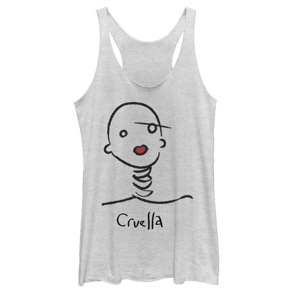 Women's Cruella Abstract Doodle  Racerback Tank Top White Heather Medium