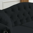thumbnail image 7 of Chesterfield 3 Seater+3 Seater Sofa with 4 Pillows, Tufted Couch with Thick Seat Cushions and Gourd-Shaped Solid Wood Feet, Modern Velvet Upholstered Sofa with Rolled Arms and Nailhead, Black, 7 of 7