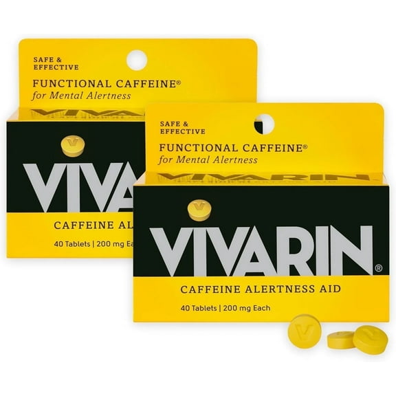Vivarin Caffeine Pills, 200mg Per Dose, Mental Energy Support, 40 ct pack of 2