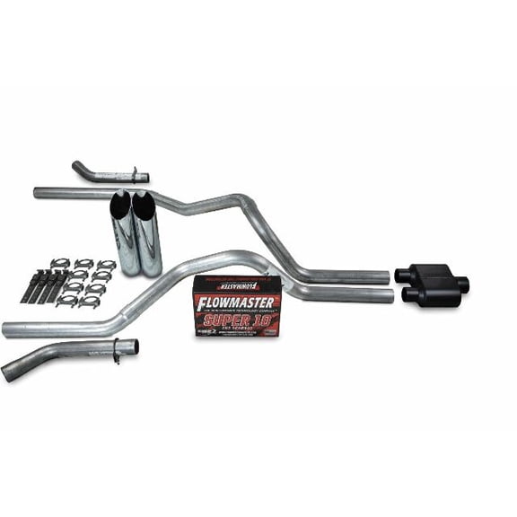 Dodge Ram 1500 94-03 2.5" Dual Exhaust Kits Flowmaster Super 10 Slash Tip Corner
