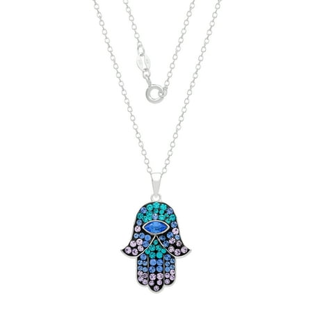 - Crystalogy Silver-Plated Multi Crystal Hamsa Pendant, 18