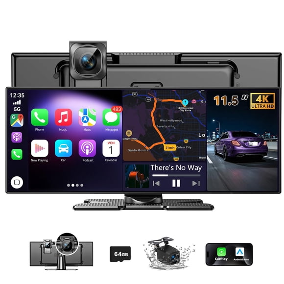 Pantalla CarPlay JoycePure de 11.5" con cámara de tablero inalámbrica 4K y GPS