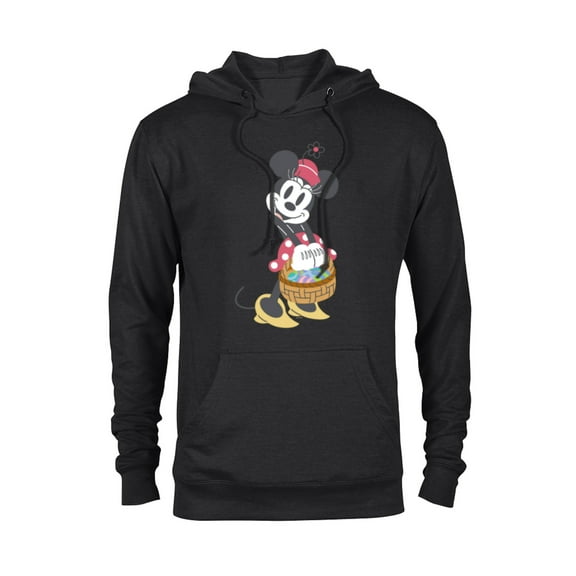 Disney Minnie Mouse Pastel Spring Retro with Easter Basket - Pullover Hoodie for Adults - Customized-Black