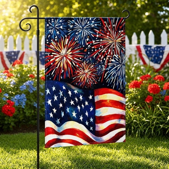 CaiTeLin 4th Of July Garden Flag, 12x18 Inch Double Sided Decorative Yard Flag, Patriotic Independence Day Holiday Party Outdoor Home Decoration