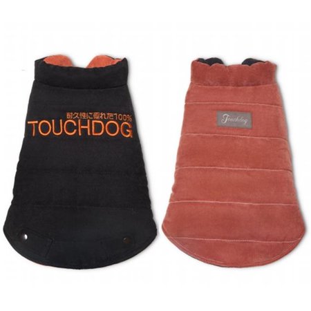 Touchdog Waggin Swag Reversible Insulated Pet Coat- Medium - Brown & Orange