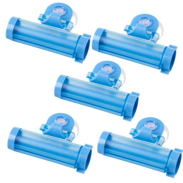 KAKOWELY toothpaste squeezer 5Pcs Creative Suction Cup Hanging Type Toothpaste Extruder Multi Function Facial Cleanser Toothpaste Manual Extruder Blue3.15"X0.91"X2.76"