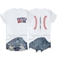 thumbnail image 1 of Camisetas de Manga Corta para las Mujeres Carta Impresa Doble Cara Suelta Tee, Casual Vintage Verano Top Mujeres, 1 of 3
