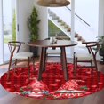 thumbnail image 4 of Valentine's Day Washable Round Area Rug 5 ft, Gnome Couple Red Love Heart Rose Floral Red Plaid, Soft Non Slip Rugs Stain Repellent Indoor Felt Carpet for Living Dining Room Bedroom Home Office, 4 of 9
