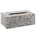 thumbnail image 2 of MyGift Handcrafted White Glass Mosaic Tiled Design Facial Tissue Refill Holder, Decorative Napkin Box Cover, 2 of 2
