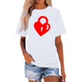 thumbnail image 2 of T-shirts à Manches Courtes pour Couples Assortis de la Saint-Valentin Décontractés Amples à Col Rond T-Shirt Imprimé Cœur Confortable Confortable Doux T-Shirt de Base pour Lui et Elle Vêtements de Vacances Blanc TTG, 2 of 5