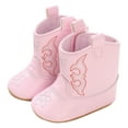 thumbnail image 6 of Splozh Infant Socks Booties Baby Cowboy Cowgirl Boots Infant Western Boots Toddler Boys Girls Round Toe Riding Mid Calf Boots All Seasons Pink,US 3.5, 6 of 9