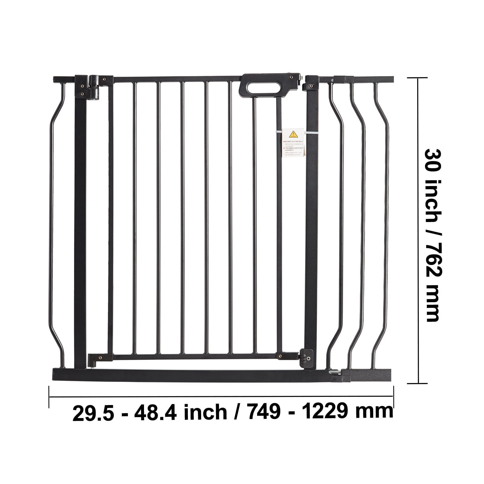 BENTISM 30" Extra Tall Baby Gate for Stairs Doorways, Fits Openings 29.5" to 39" Wide, Auto Close Extra Wide Dog Gate for House, Pressure Mounted Easy Walk Through Pet Gate with Door, Black