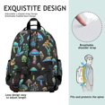 thumbnail image 5 of Mushroom and Psychedelic Black Pattern Cute School Backpack Bag for School with Padded Back and Adjustable Shoulder Straps 15.25"x11.5"x5.25", 5 of 5