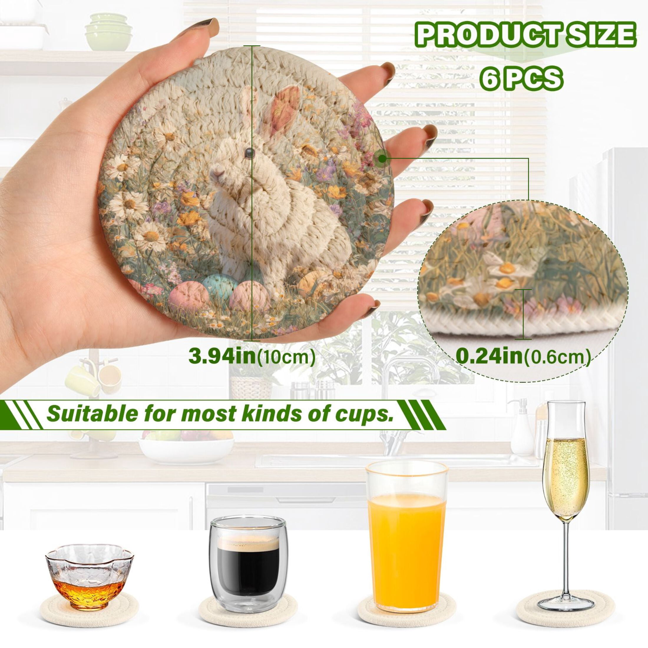 QPZFQY Woven Drink Coasters - Thumbnail 2