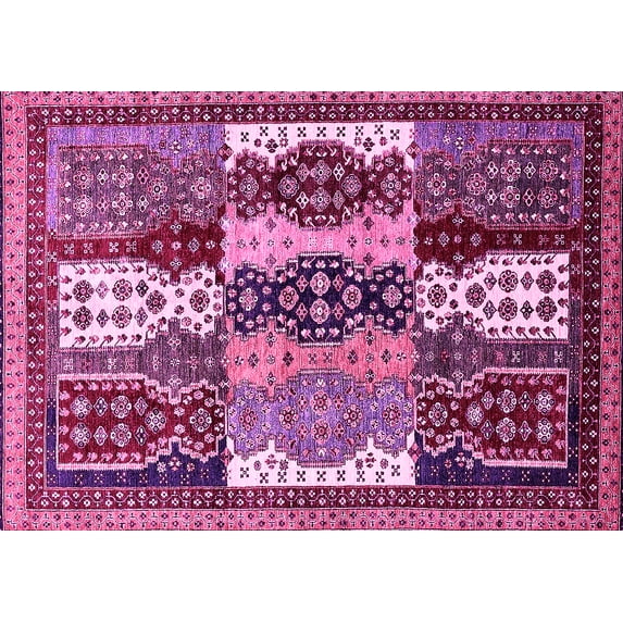 Ahgly Company Indoor Rectangle Abstract Pink Modern Area Rugs, 6' x 9'