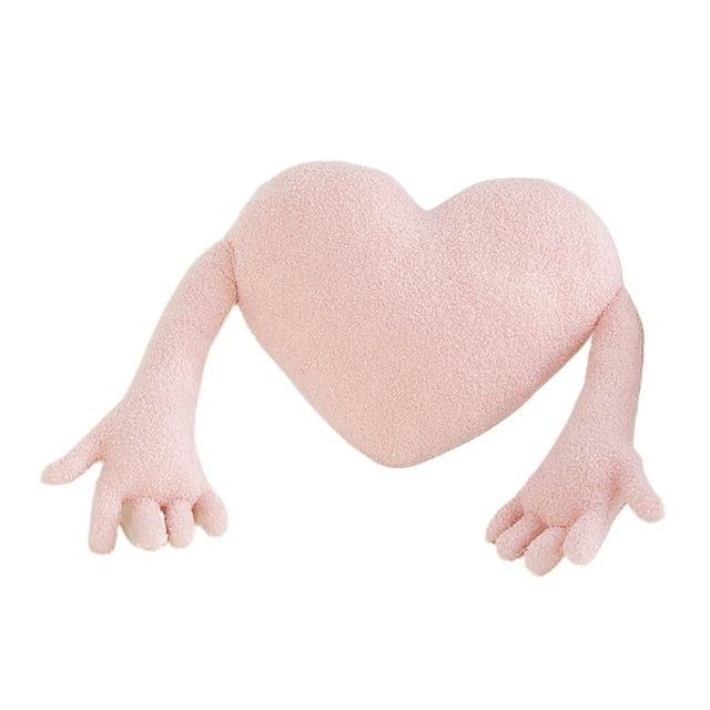 Linda y divertida almohada de corazón con mano, cojín de juguete de peluche, cojines decorativos para el hogar, cama, sofá, silla de coche