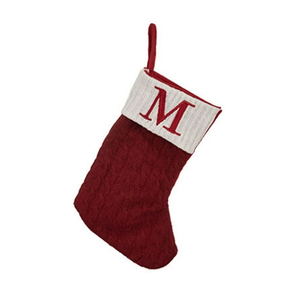 Christmas Stocking Charm Gift Stocking 12 inch Embroidered Letter Cozy Classic Knit Christmas Stocking Personalized Xmas Hanging Decoration Home Farmhouse Fireplace Christmas Decor