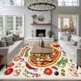 thumbnail image 4 of Pizza Washable Living Room Rugs 6'x9', Watercolor Cartoon Vegetables Pizza Beige Low Pile Throw Large Area Rug Non-Slip Sturdy Edge Binding Carpet for Dining Room Kitchen Office, 4 of 9