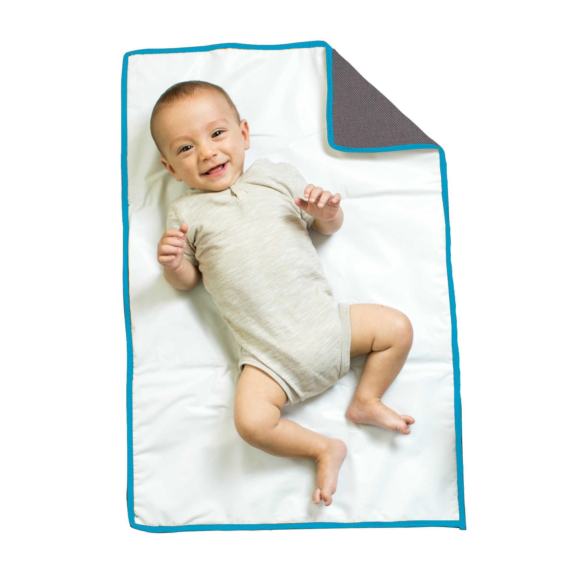 J.L. Childress Full Body Portable Changing Pad for Babies - Diaper Changing Mat for Travel, Fully Padded, Extra Large - Grey/Teal